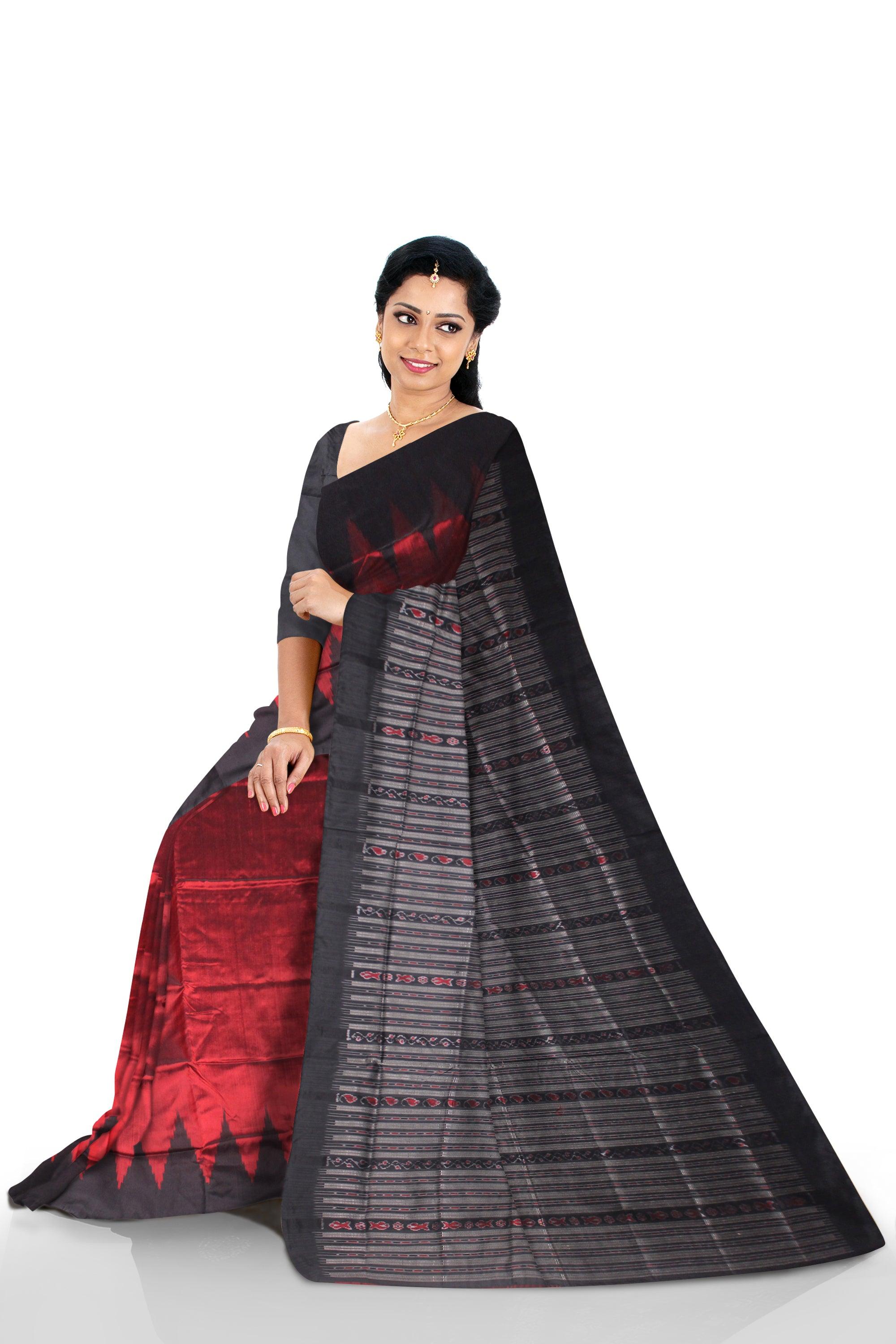 Modern Look MIx PATA SAREE IN MAROON Color in PLAIN DESIGN WITH BLOUSe PIECE. - Koshali Arts & Crafts Enterprise
