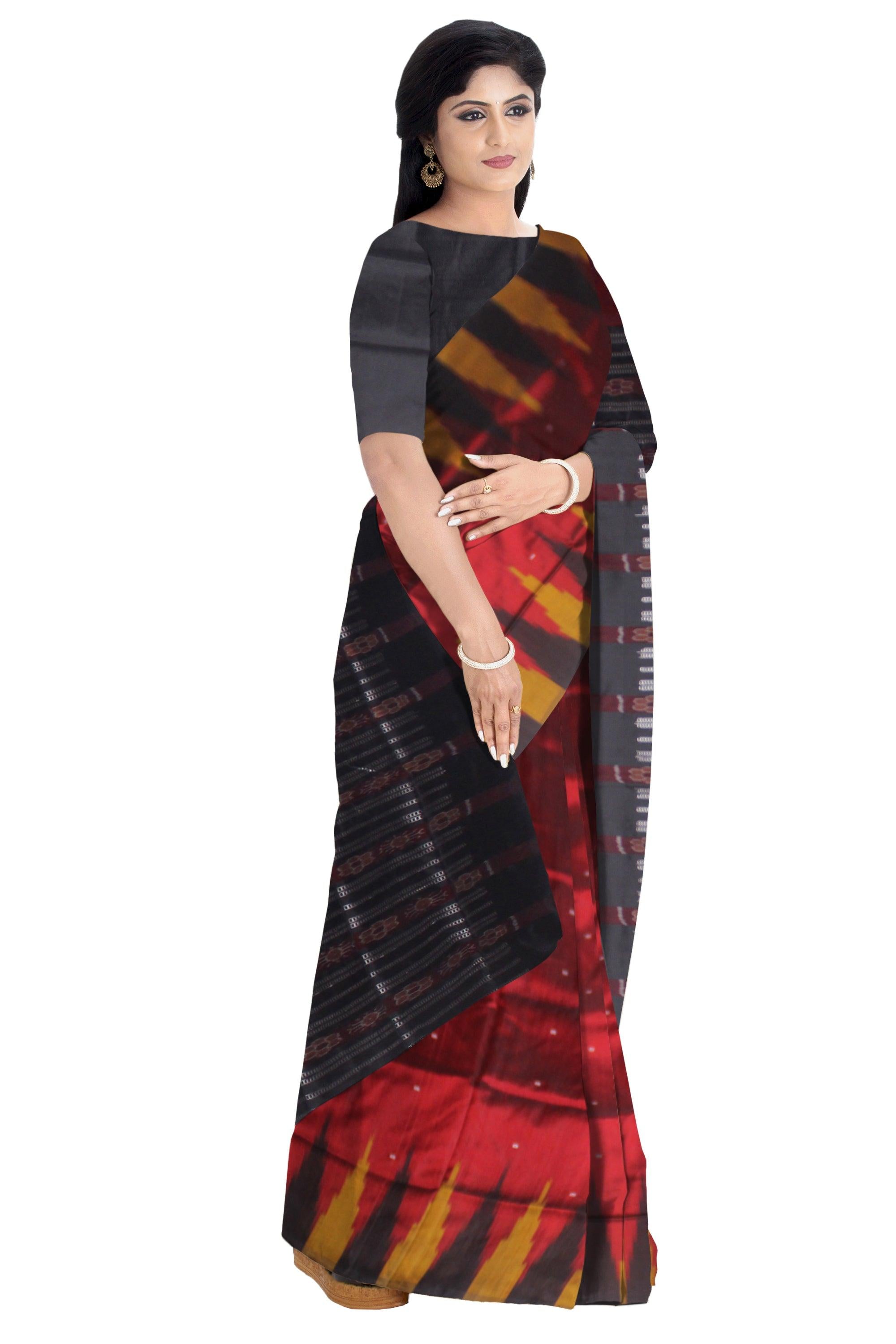 MAROON COLOR SONEPUR MIX PATA SAREE IN SMALL BOOTY DESIGN - Koshali Arts & Crafts Enterprise