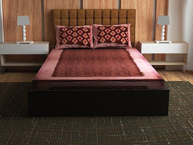 Double Bedsheet with Pillow Covers in Melon color| - Koshali Arts & Crafts Enterprise