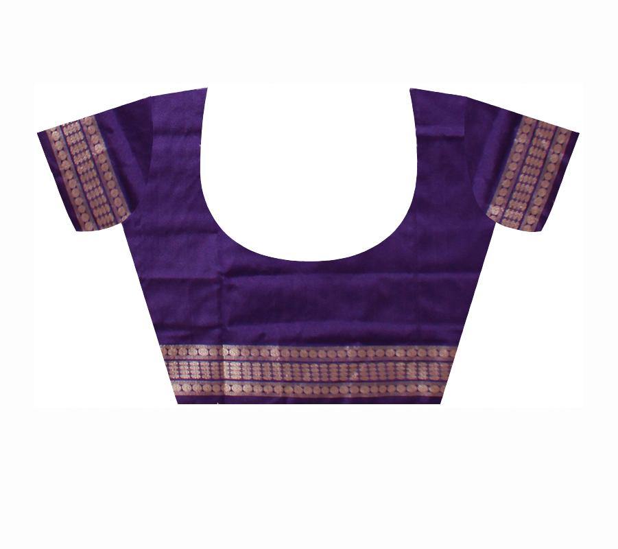 Sambalpuri gray blue chandua pata with blouse piece - Koshali Arts & Crafts Enterprise