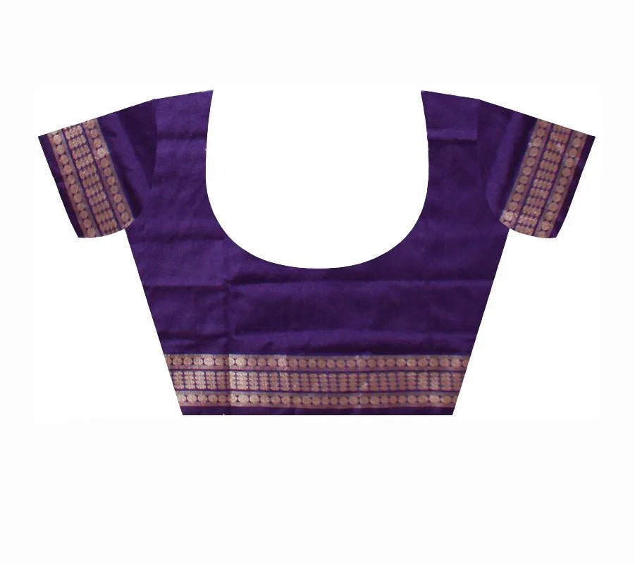 Sambalpuri gray blue chandua pata with blouse piece - Koshali Arts & Crafts Enterprise