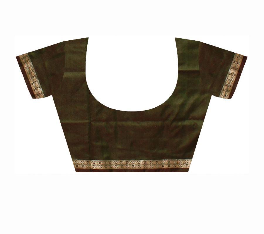 Red color pata with green border. Available with blouse piece - Koshali Arts & Crafts Enterprise