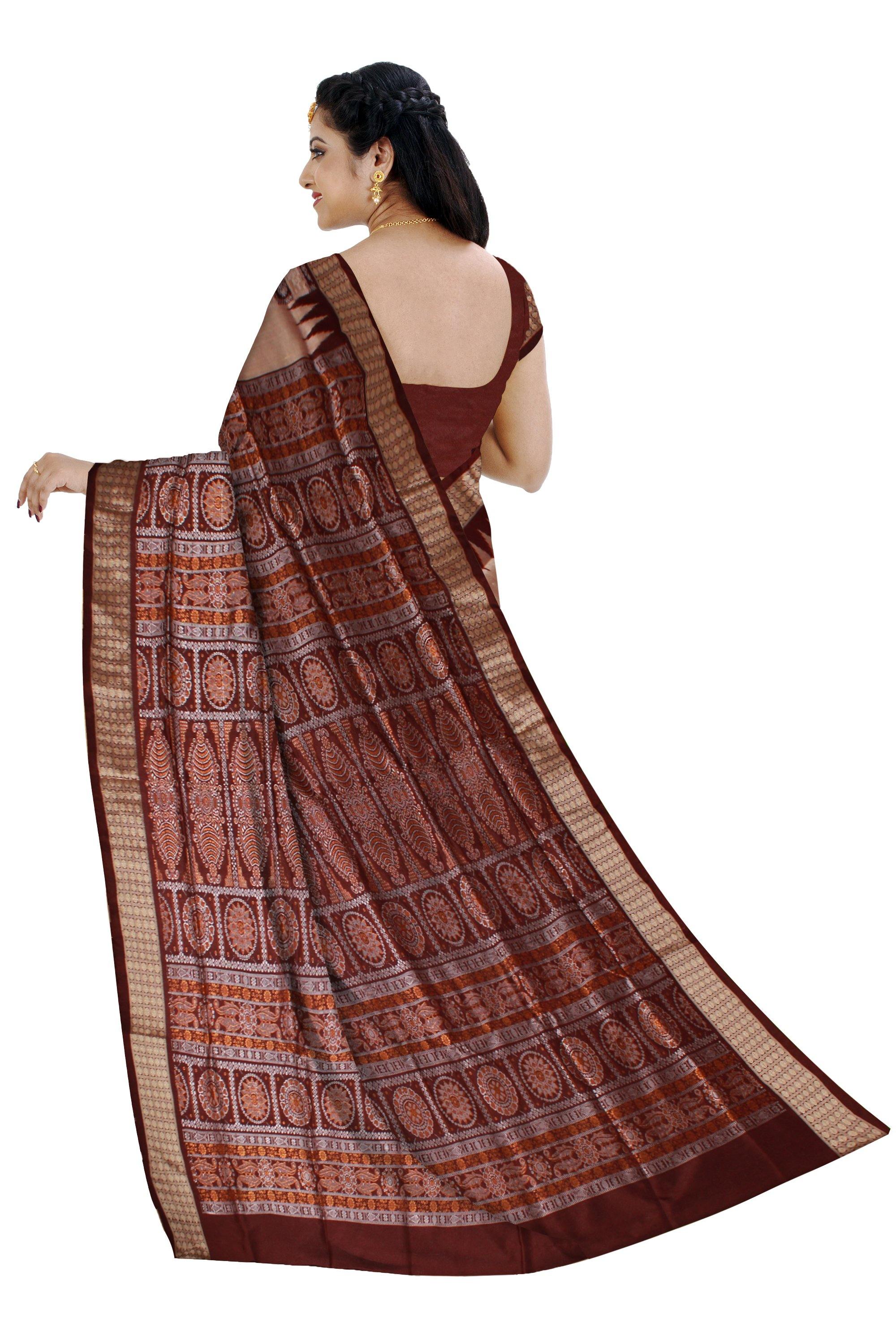 Gray color chandua design pata with blouse piece - Koshali Arts & Crafts Enterprise