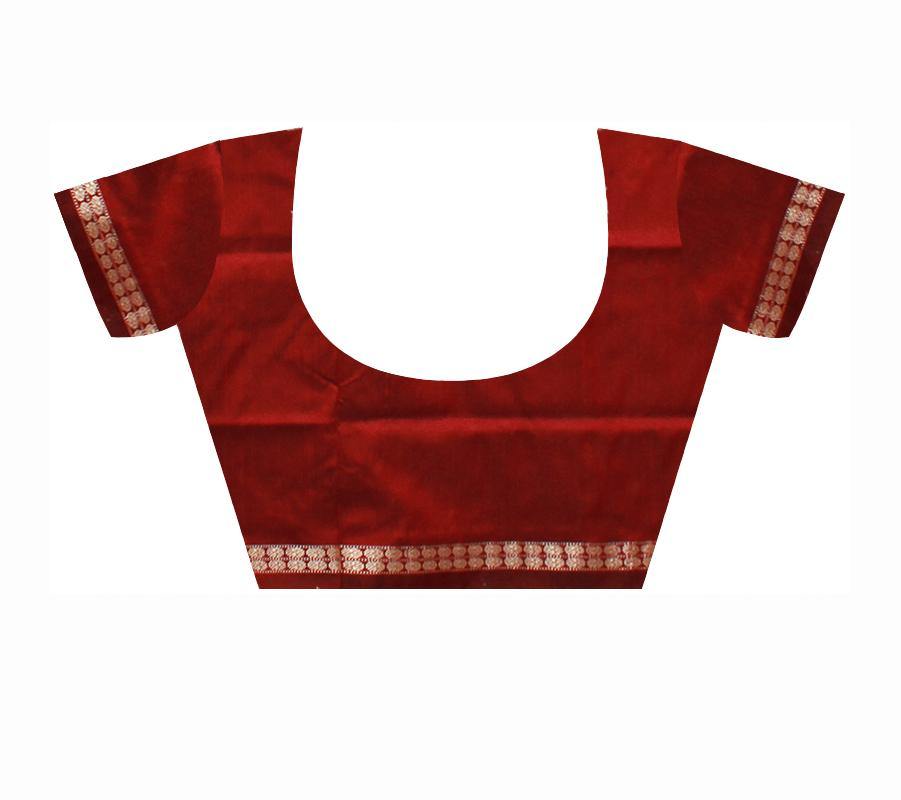 Black color buti pattern pata saree with red border available with blouse piece - Koshali Arts & Crafts Enterprise