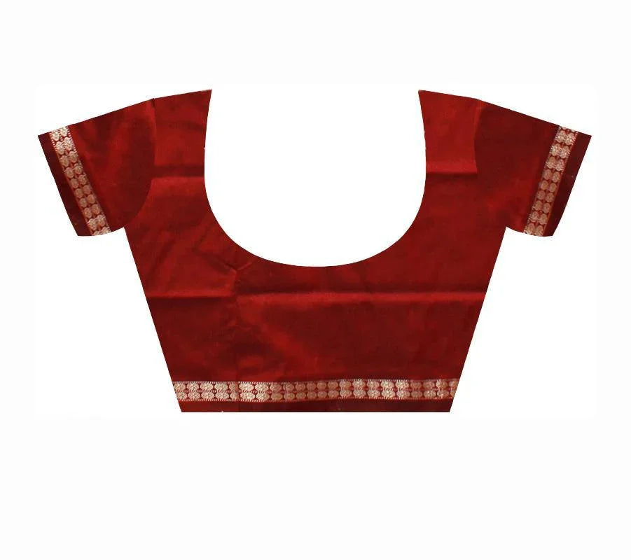 Black color buti pattern pata saree with red border available with blouse piece - Koshali Arts & Crafts Enterprise