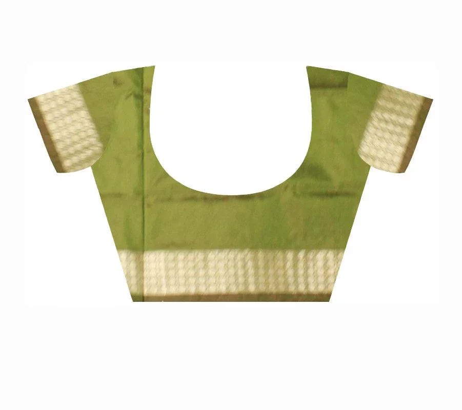 Yellow Color pata saree with green border. Available with blouse piece. - Koshali Arts & Crafts Enterprise
