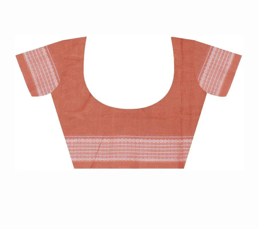 Brown color sambalpuri cotton saree with blouse piece. - Koshali Arts & Crafts Enterprise