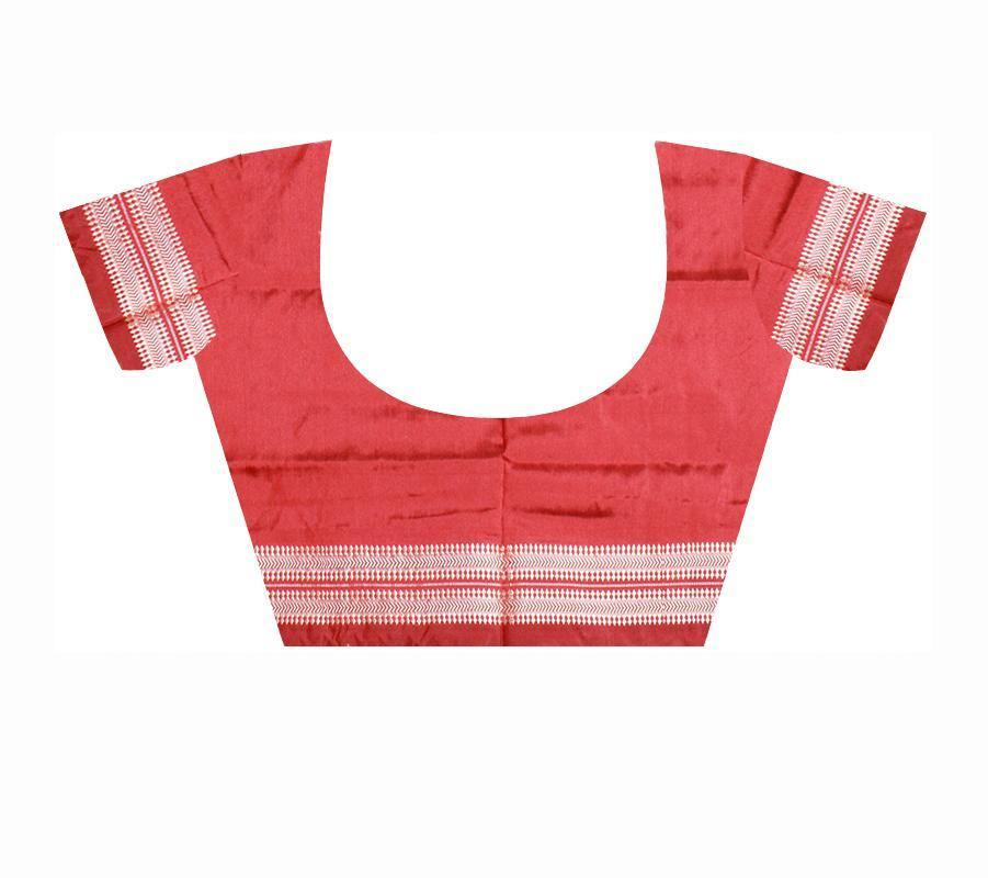 Gray and Brown mix doll print pata saree with blouse piece. - Koshali Arts & Crafts Enterprise