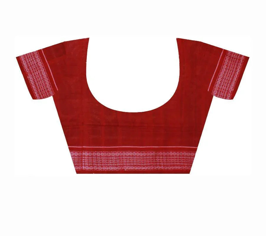 A Handwoven Sambalpuri saree in olive green color with blouse piece. - Koshali Arts & Crafts Enterprise