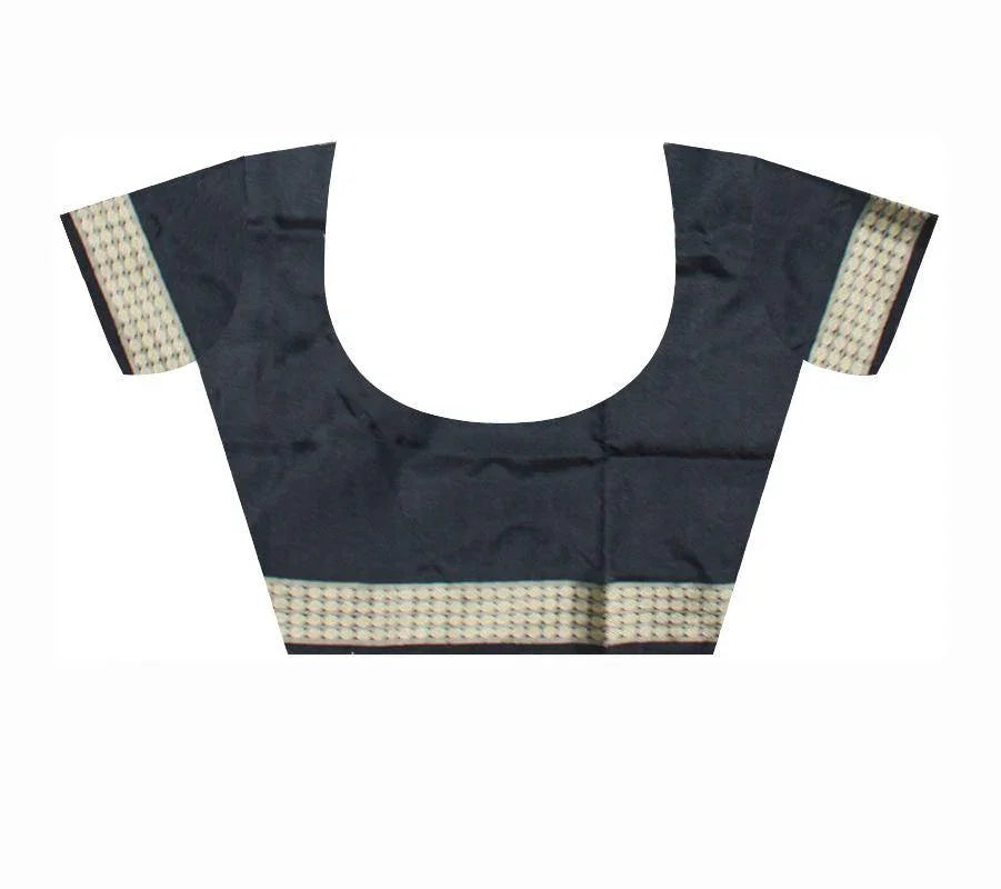 Pasapali kumbha design pata saree in gray color with blouse piece. - Koshali Arts & Crafts Enterprise