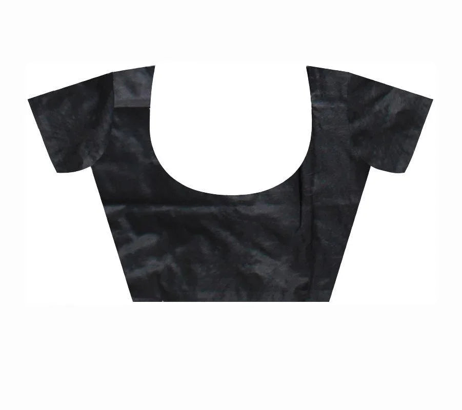 Black color terracotta design without border pata saree. Available with blouse piece - Koshali Arts & Crafts Enterprise