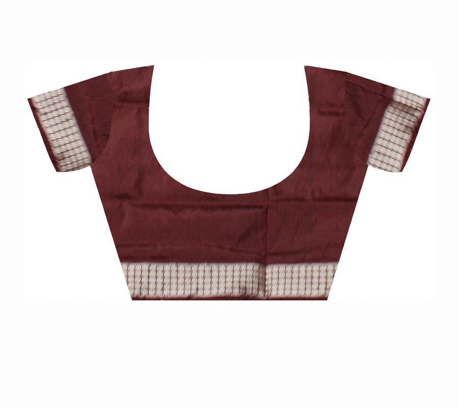 Gray color sapta design pata saree. With blouse piece - Koshali Arts & Crafts Enterprise