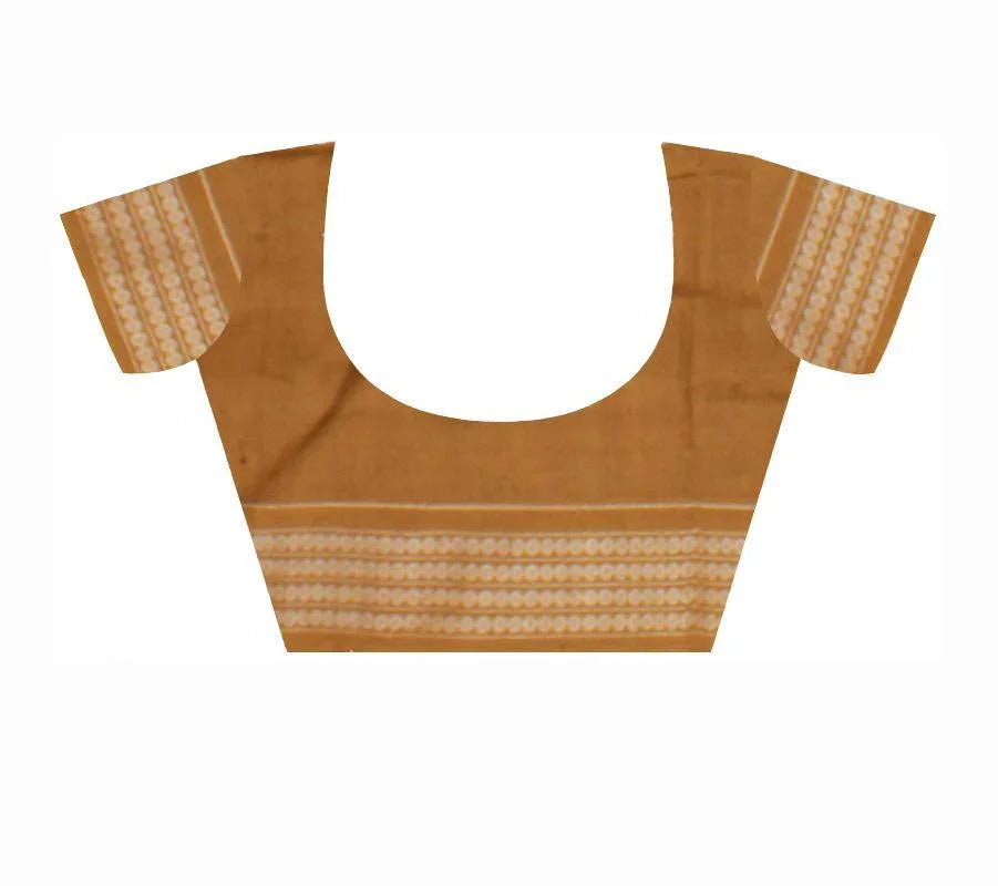 Latest design Brown color Box pattern Sambalpuri IKAT Saree with blouse piece. - Koshali Arts & Crafts Enterprise