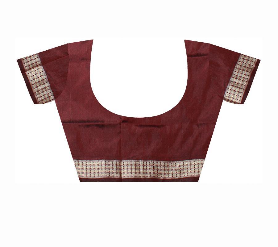 3d Design gray and blue color pata sree with blouse piece. - Koshali Arts & Crafts Enterprise