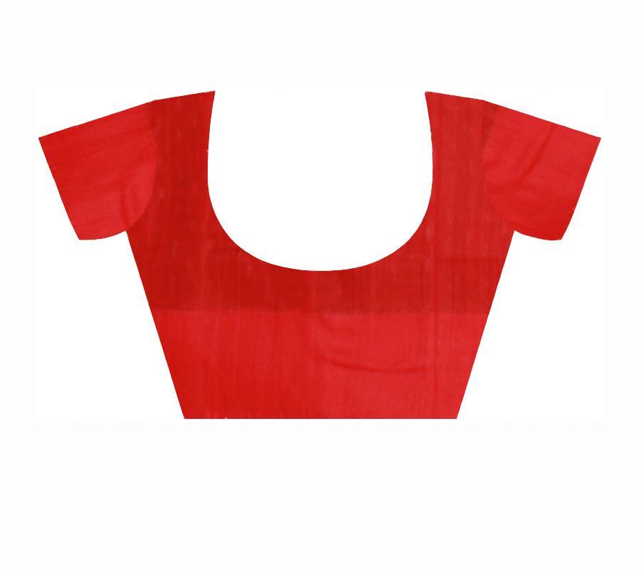 Latest Design Sambalpuri cotton IKAT saree, with Rangoli and Buti design. And plane red border. Available with blouse piece - Koshali Arts & Crafts Enterprise