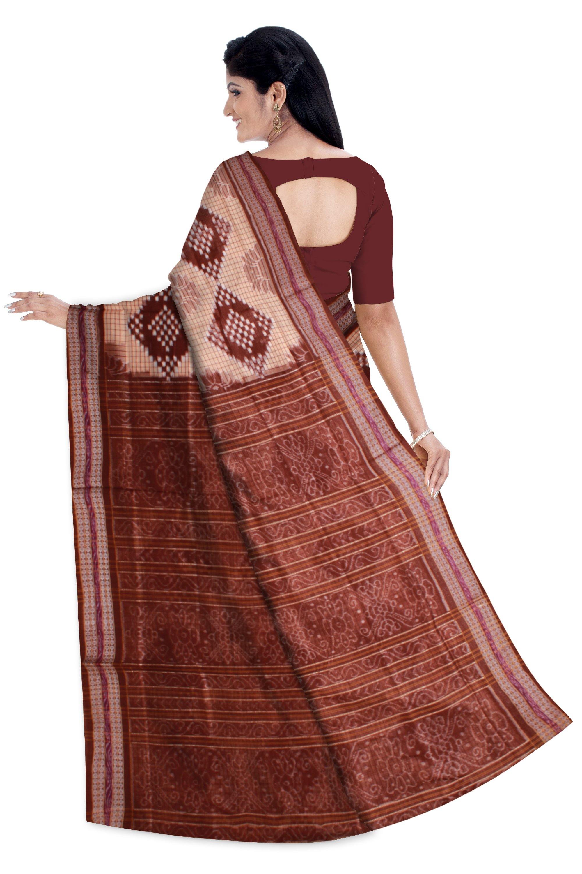 Box pattern Sambalpuri Sapta saree in Grey color without blouse piece - Koshali Arts & Crafts Enterprise
