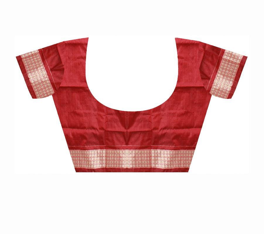 Coffee color flora print pure pata saree with blouse piece - Koshali Arts & Crafts Enterprise