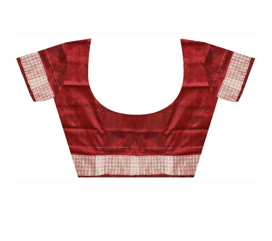 Light brown color flora print pata saree with blouse piece - Koshali Arts & Crafts Enterprise