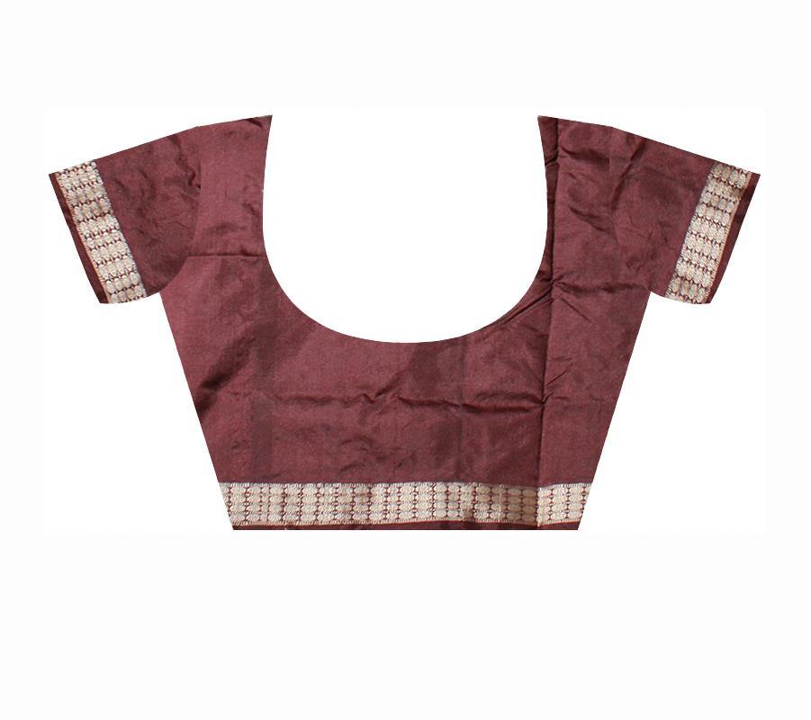 Exclusive sambalpuri Barpali pata Saree in PINK color body in Bomkei Pattern (with Blouse Piece) - Koshali Arts & Crafts Enterprise