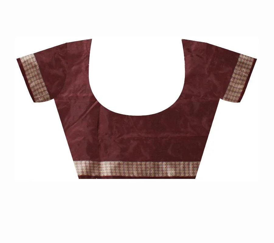 Exclusive sambalpuri barpali pata saree in pink & maroon color body in bomkei pattern. - Koshali Arts & Crafts Enterprise