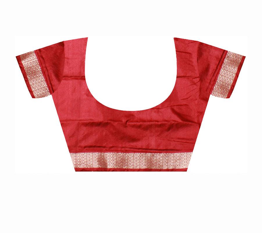 Yellow and Red mix Sambalpuri Pata saree with pasapali, and bomkei Pattern in body - Koshali Arts & Crafts Enterprise