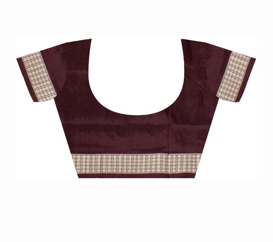 Maroon color Sapta Bomkei Pata saree with louse piece. - Koshali Arts & Crafts Enterprise