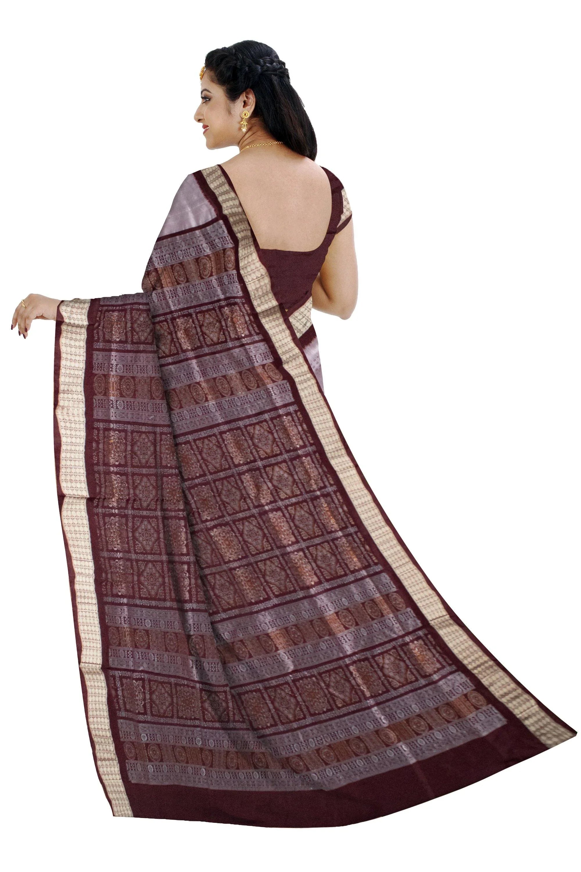 Violet color Sapta Bomkei Pata saree with Blouse piece. - Koshali Arts & Crafts Enterprise