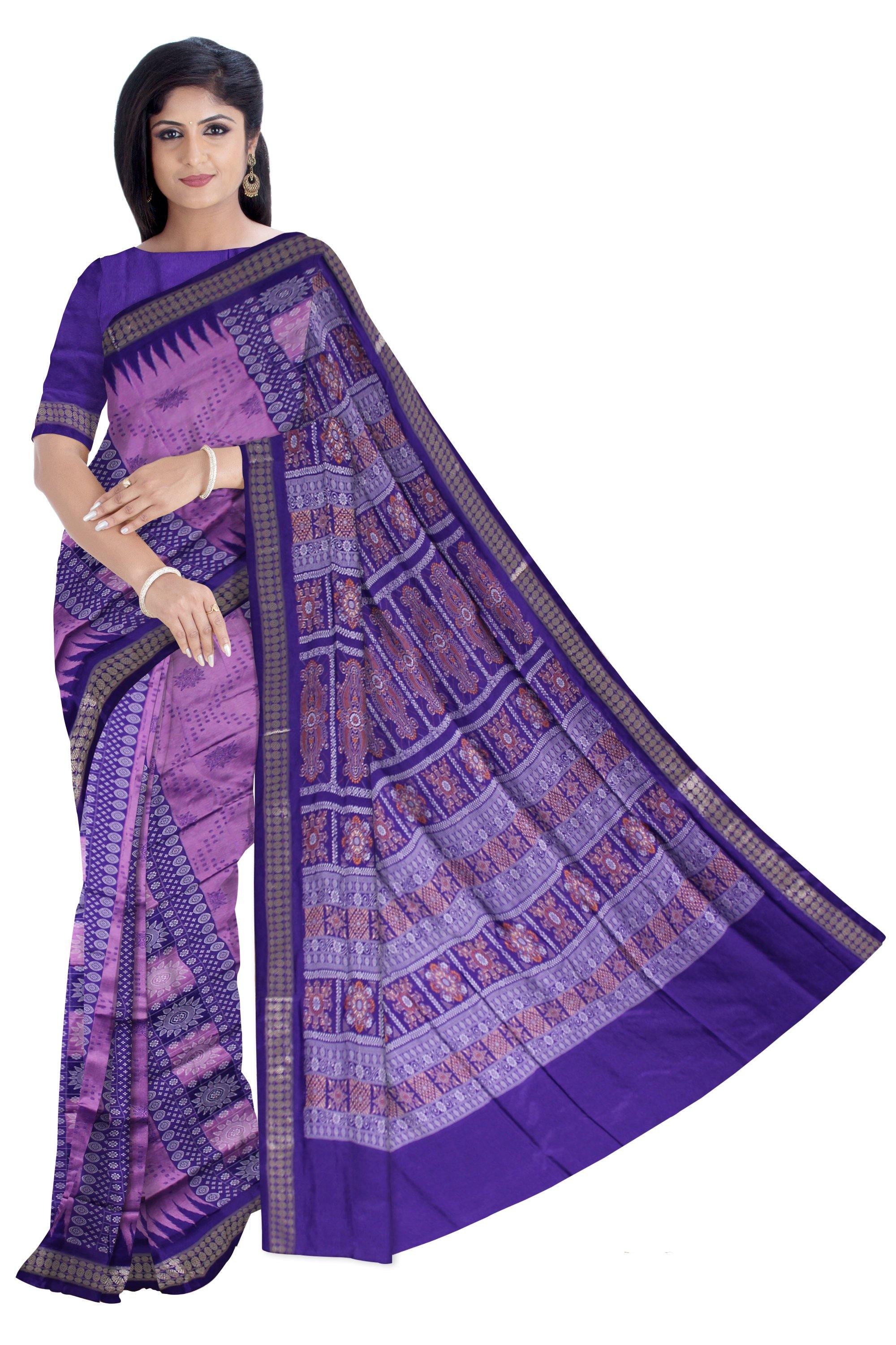 Violet Color Chakra bomkei Pata saree with blouse piece. - Koshali Arts & Crafts Enterprise
