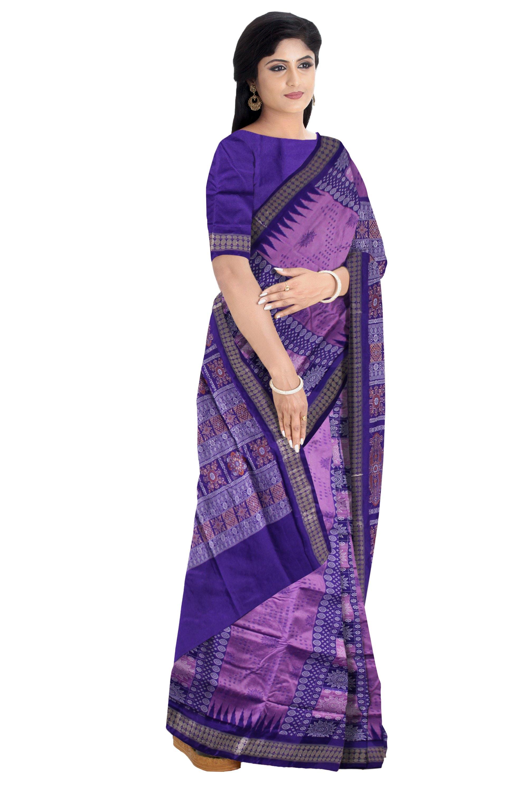 Violet Color Chakra bomkei Pata saree with blouse piece. - Koshali Arts & Crafts Enterprise