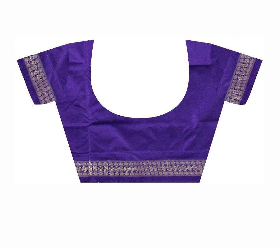Violet Color Chakra bomkei Pata saree with blouse piece. - Koshali Arts & Crafts Enterprise