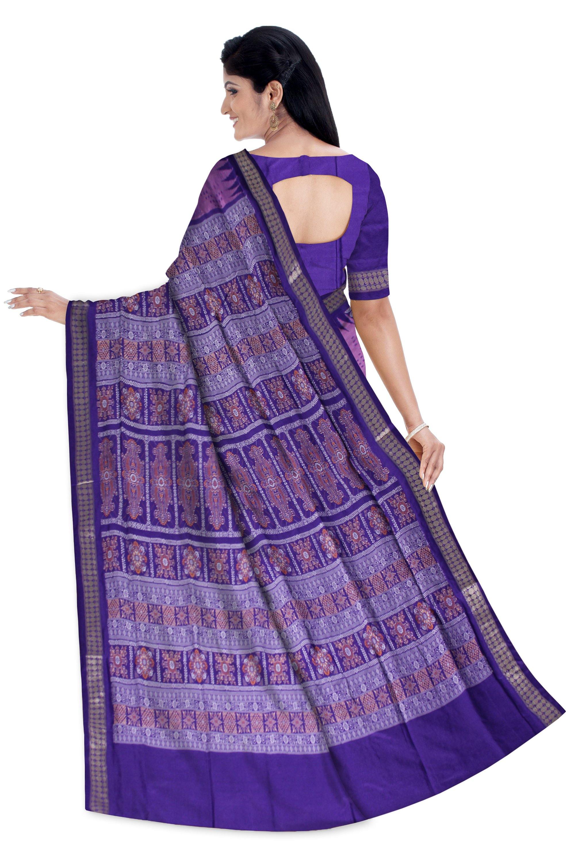 Violet Color Chakra bomkei Pata saree with blouse piece. - Koshali Arts & Crafts Enterprise