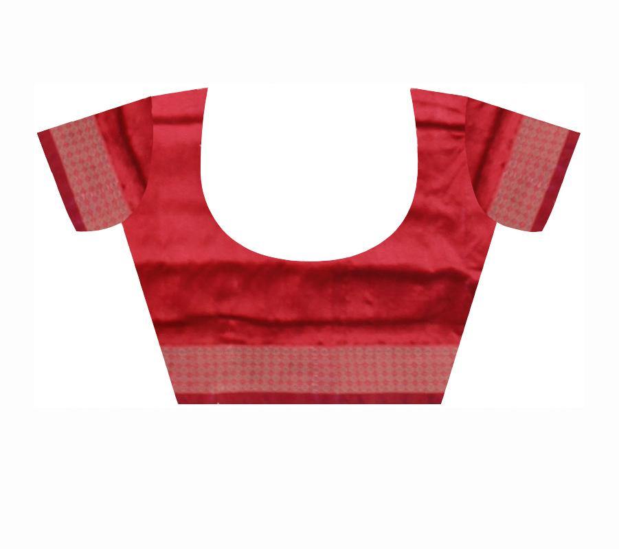 Kumbha design and pasapali print in body, exclusive pata saree, in violet color. Available with blouse piece. - Koshali Arts & Crafts Enterprise