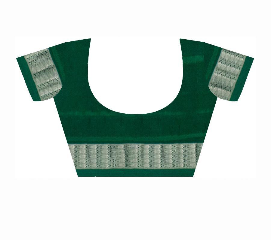 Authentic Pata saree in Green color and Sapta print. With blouse piece - Koshali Arts & Crafts Enterprise