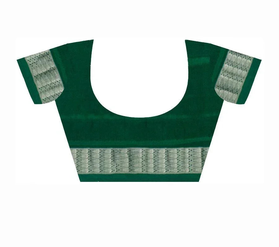 Authentic Pata saree in Green color and Sapta print. With blouse piece - Koshali Arts & Crafts Enterprise