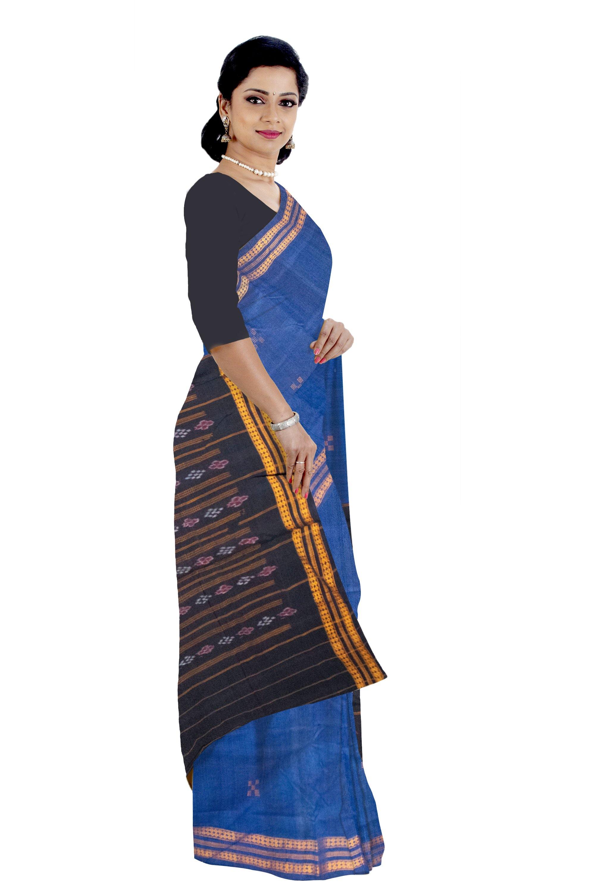Blue color Sapta print bomkei saree. - Koshali Arts & Crafts Enterprise