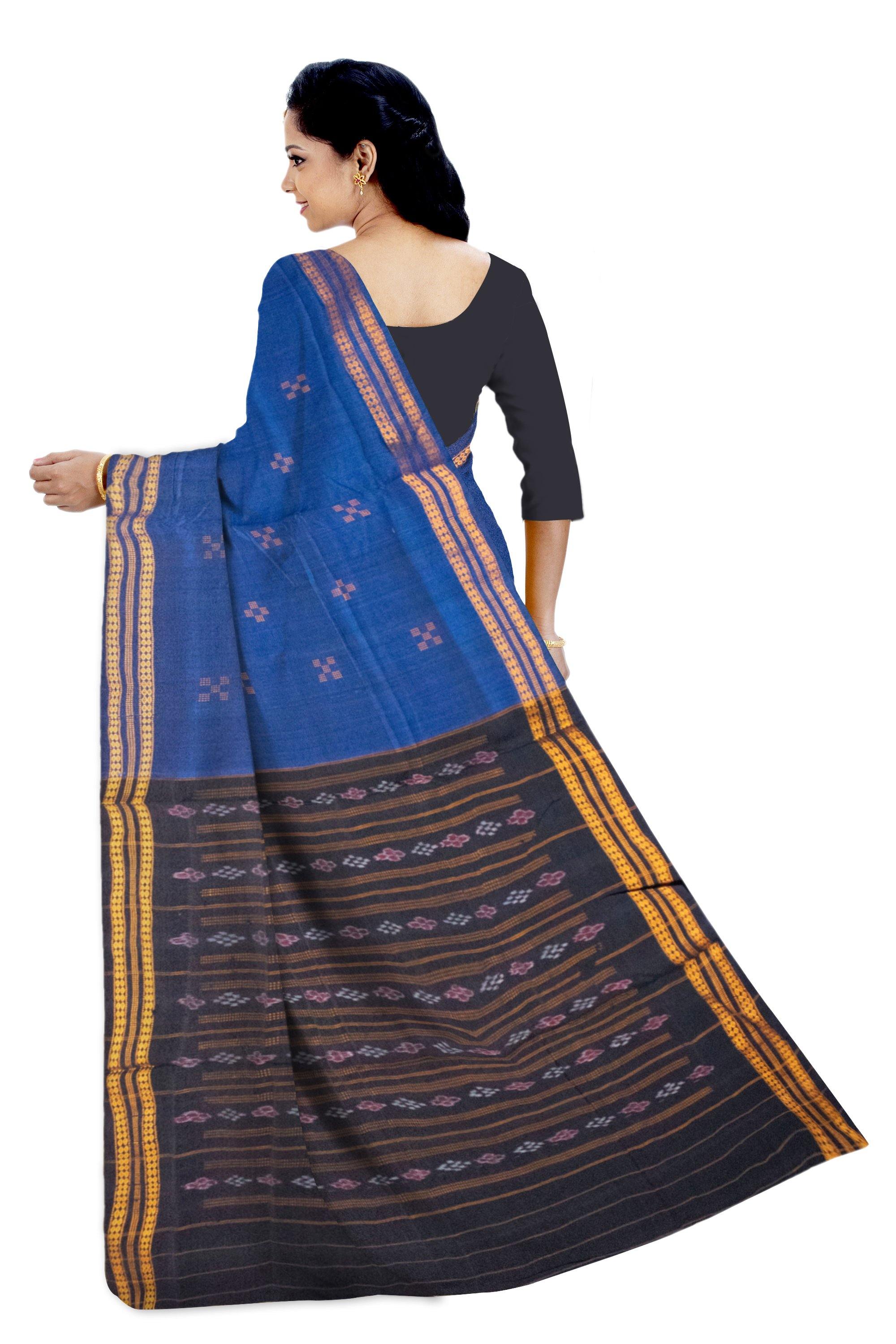Blue color Sapta print bomkei saree. - Koshali Arts & Crafts Enterprise
