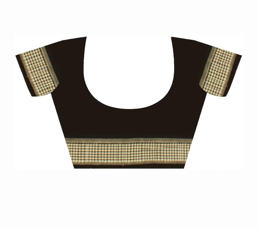 Sambalpuri Dark Orange Cotton Saree - Koshali Arts & Crafts Enterprise