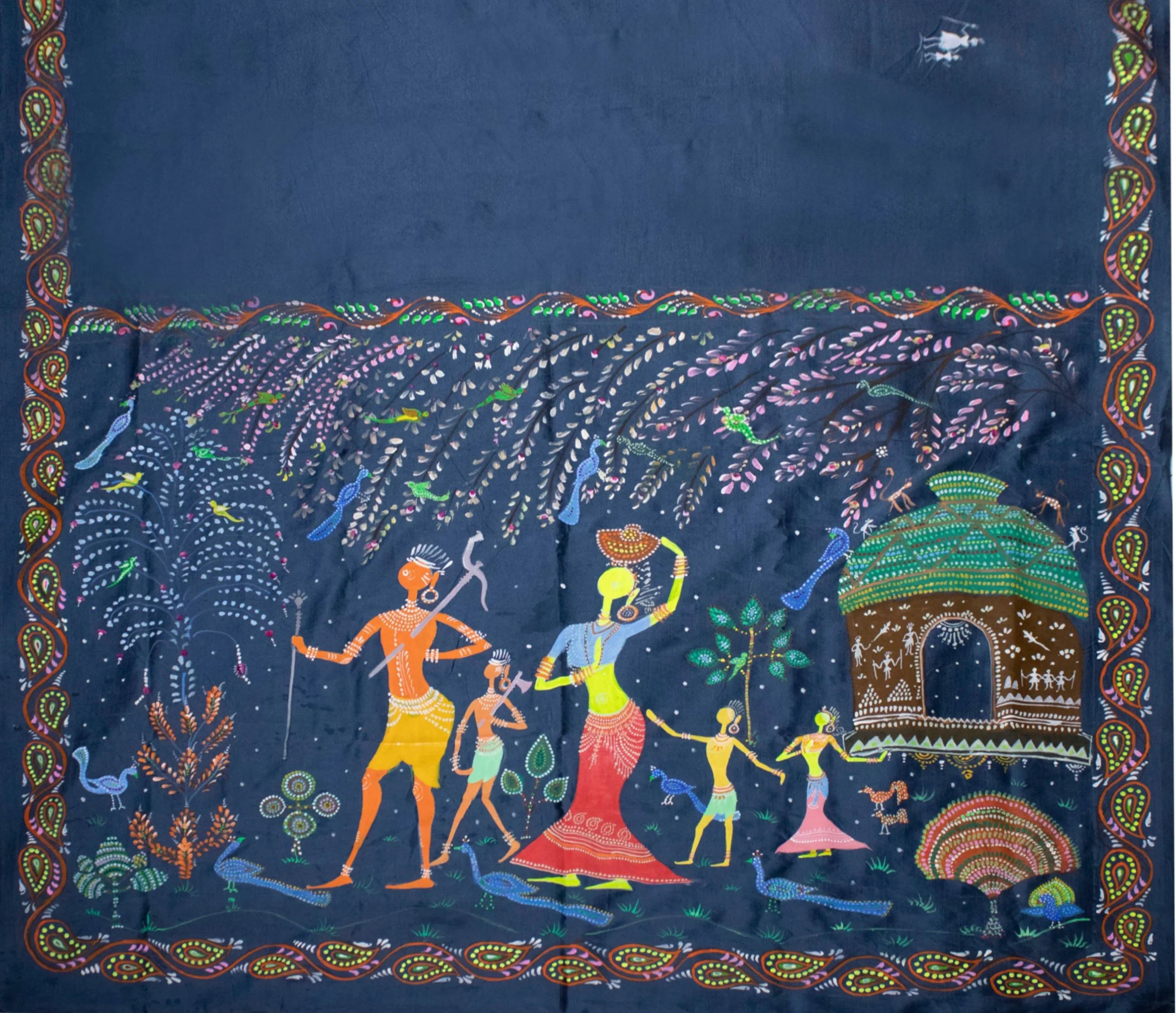 Hand painted Pattachitra (Raghurajpur, Puri) saree of Odisha - Koshali Arts & Crafts Enterprise