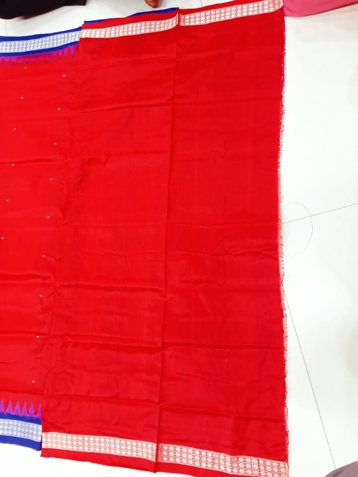 Copy of Full body pasapali pattern in red , black and white colour with dupatta. Unstitched cotton dress set. - Koshali Arts & Crafts Enterprise