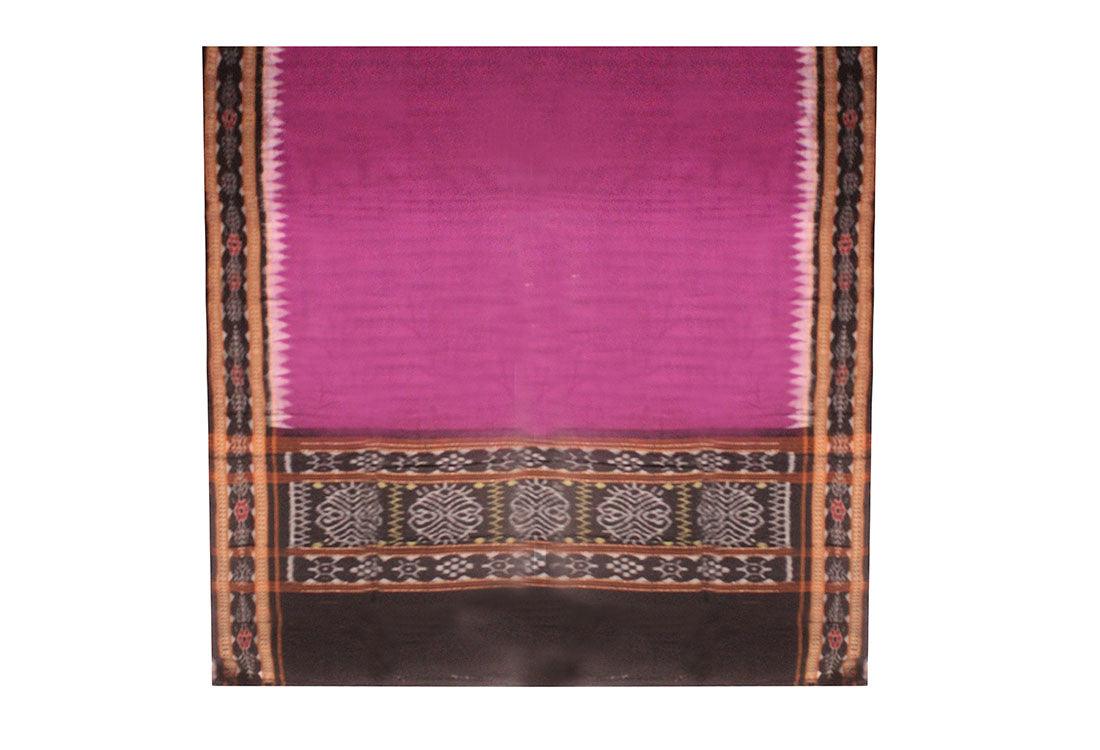 Handloom Pure Cotton Special Sambalpuri Dupata in purple and Black color. - Koshali Arts & Crafts Enterprise