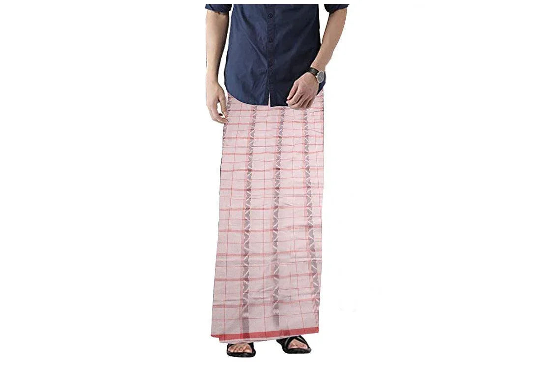 Handloom white color Pure Cotton Special Sambalpuri Lungi of 2.25 mtr For Men. - Koshali Arts & Crafts Enterprise