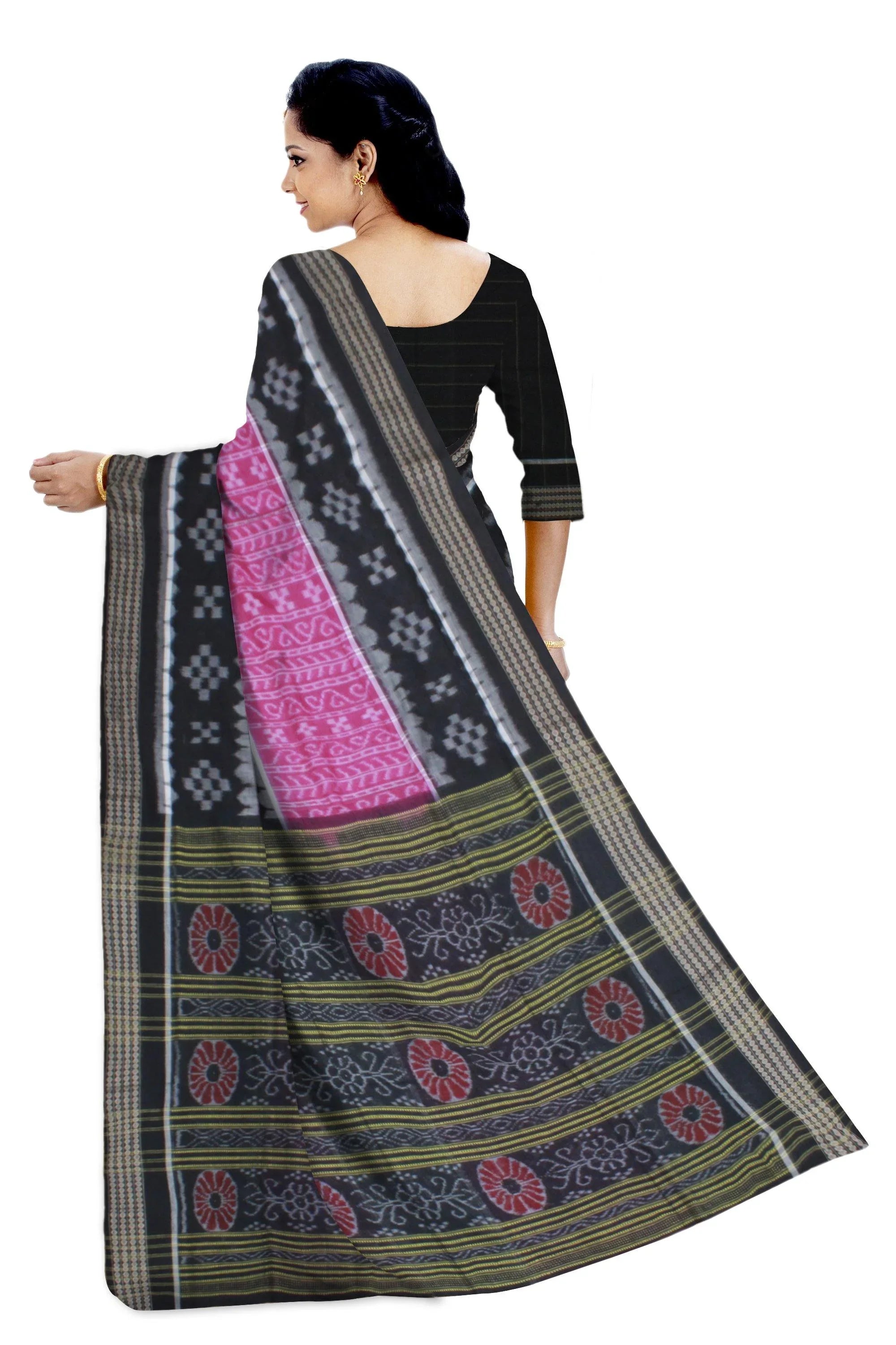 New Design Pink color Sambalpuri Cotton Saree - Koshali Arts & Crafts Enterprise