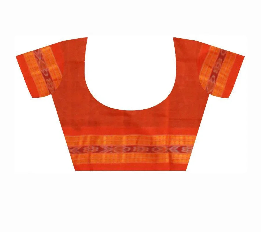 Mayuri print Black and orange color Sambalpuri Saree, With Blouse Piece. - Koshali Arts & Crafts Enterprise