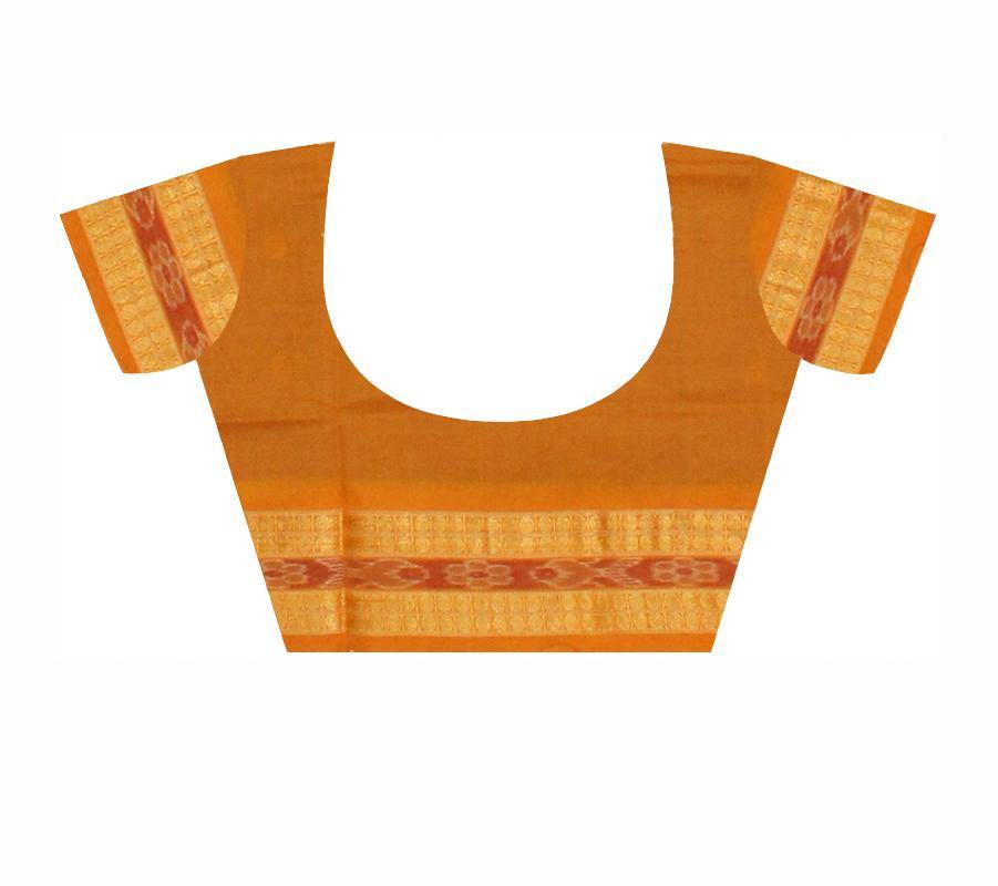 Exclusive Sambalpuri Blue and yellow color Saree With Flower Bomkei With Blouse Piece. - Koshali Arts & Crafts Enterprise