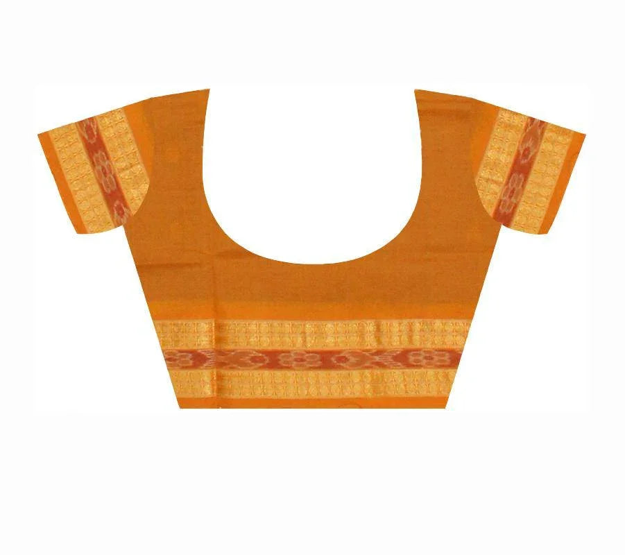 Exclusive Sambalpuri Blue and yellow color Saree With Flower Bomkei With Blouse Piece. - Koshali Arts & Crafts Enterprise