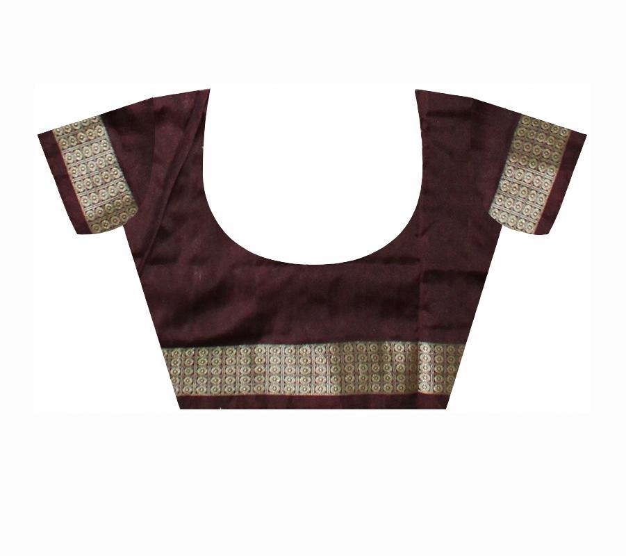 Sambalpuri Pata Saree in Red Color & Flower Bomkei with blouse Piece - Koshali Arts & Crafts Enterprise