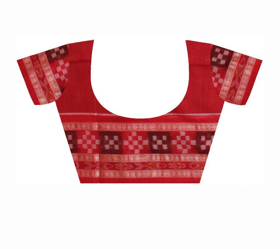 Exclusive Sambalpuri IKAT cotton Saree with sapta border in Brown color with Blouse piece - Koshali Arts & Crafts Enterprise