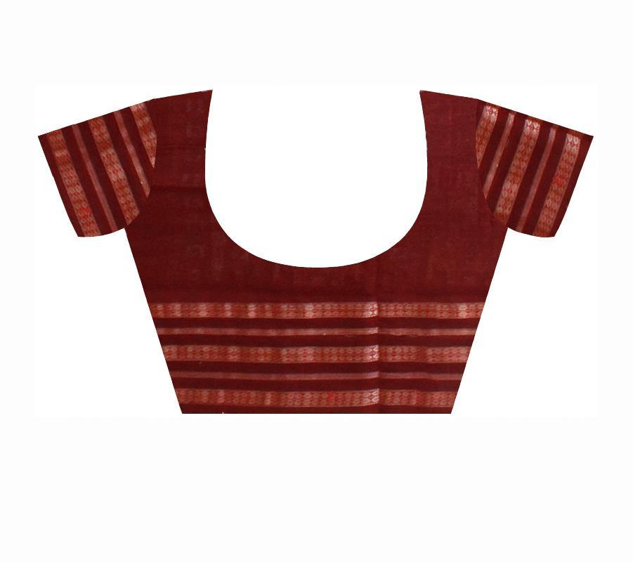 Sky Blue & Red mix Sambalpuri Latest Design saree with Small bomkei print with Blouse piece - Koshali Arts & Crafts Enterprise