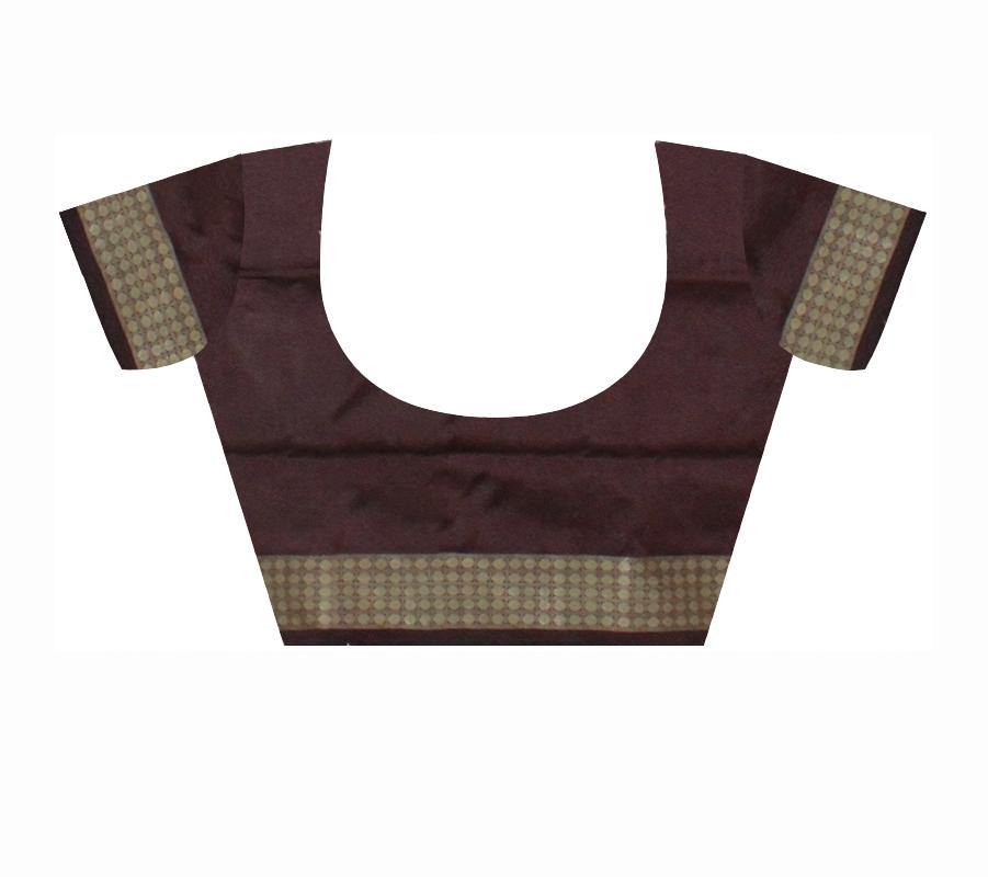 A Sambalpuri Pata Saree with Bomkei pattern In Blue Color With Blouse Piece - Koshali Arts & Crafts Enterprise