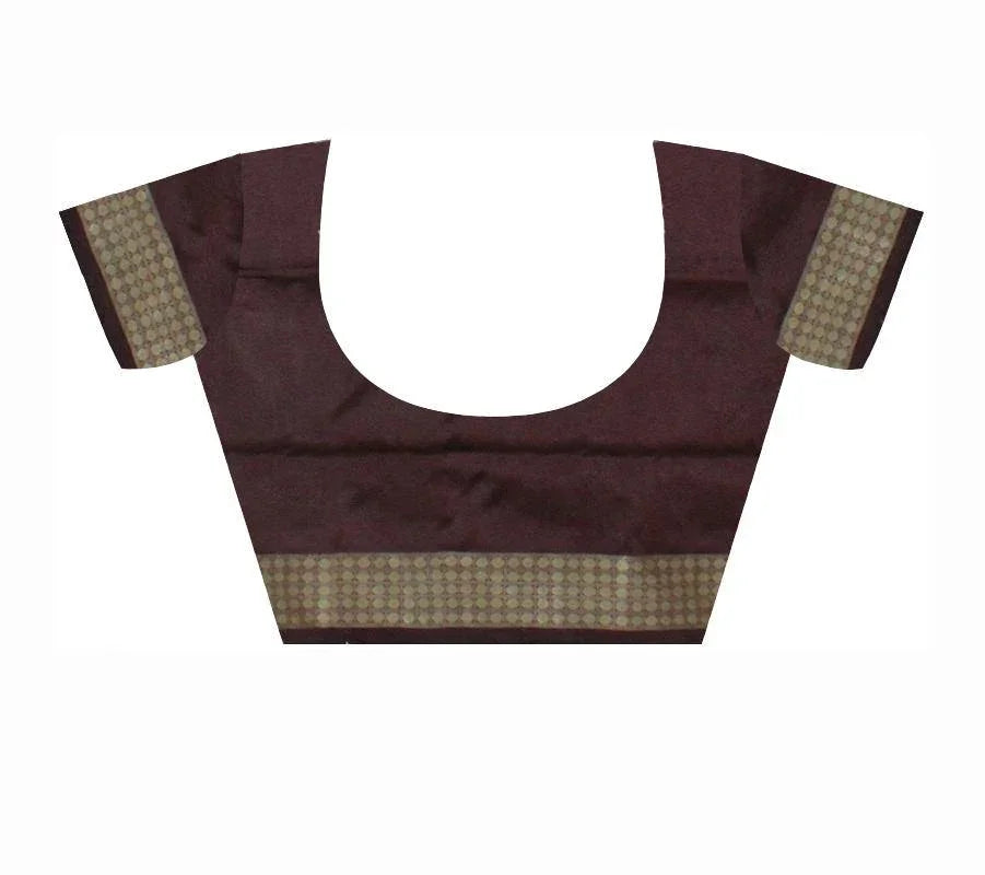 A Sambalpuri Pata Saree with Bomkei pattern In Blue Color With Blouse Piece - Koshali Arts & Crafts Enterprise